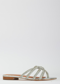 Сріблясті шльопанці Bibi Lou Teruko зі стразами, фото